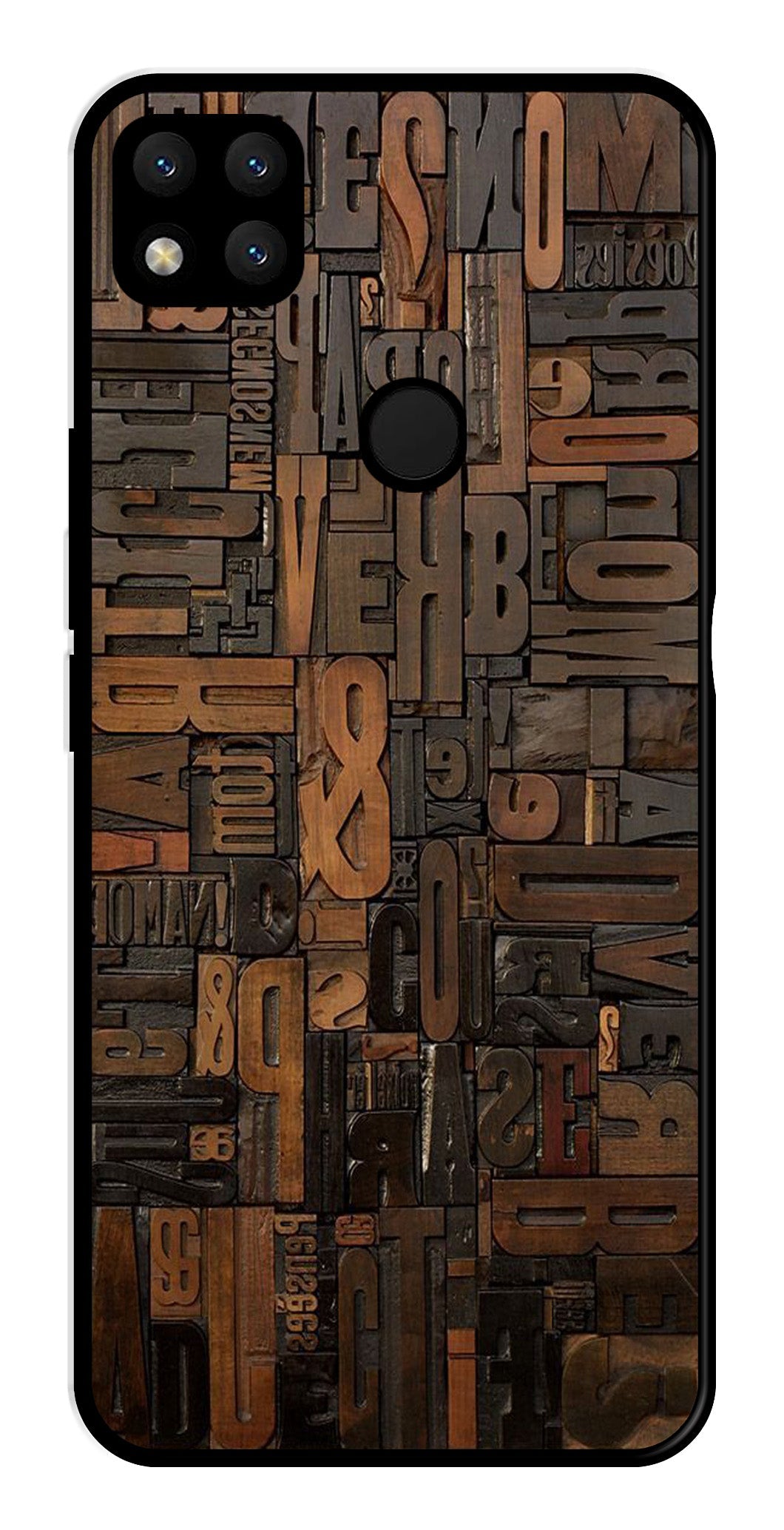 Alphabets Metal Mobile Case for Redmi 9   (Design No -32)