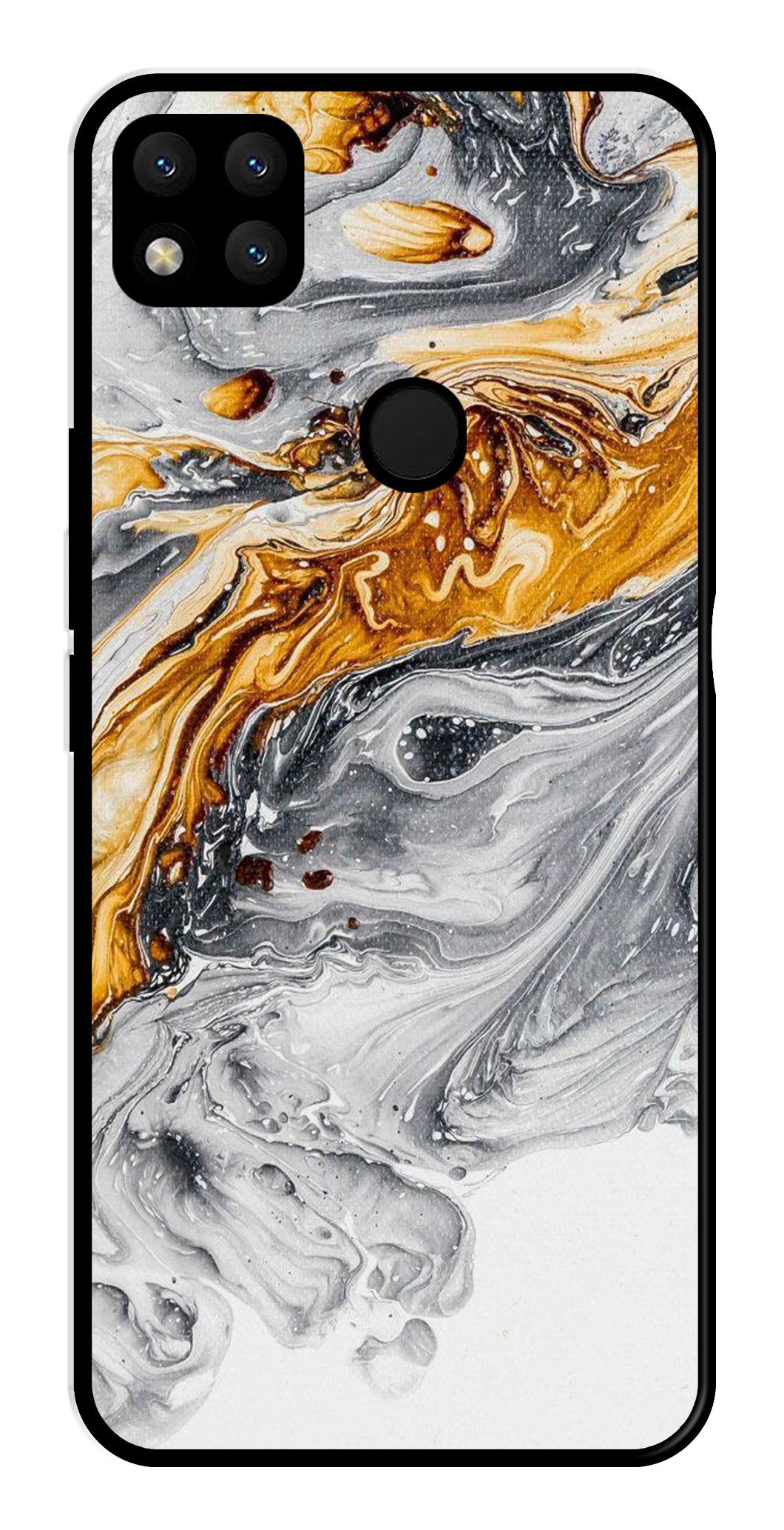 Marble Pattern Metal Mobile Case for Redmi 9   (Design No -36)