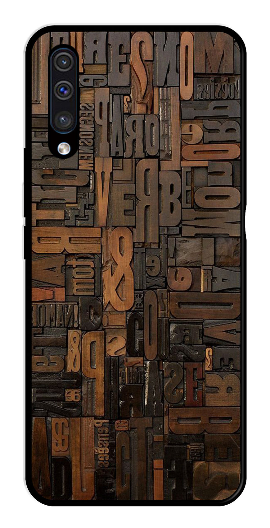 Alphabets Metal Mobile Case for Samsung Galaxy A50   (Design No -32)