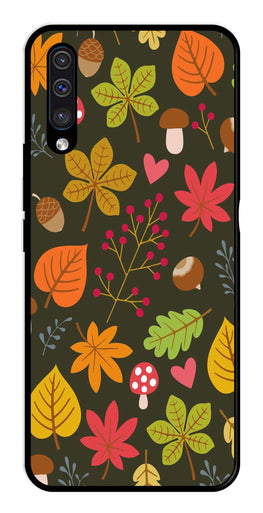 Leaves Design Metal Mobile Case for Samsung Galaxy A50   (Design No -51)