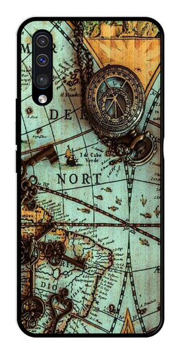 Map Design Metal Mobile Case for Samsung Galaxy A50   (Design No -54)