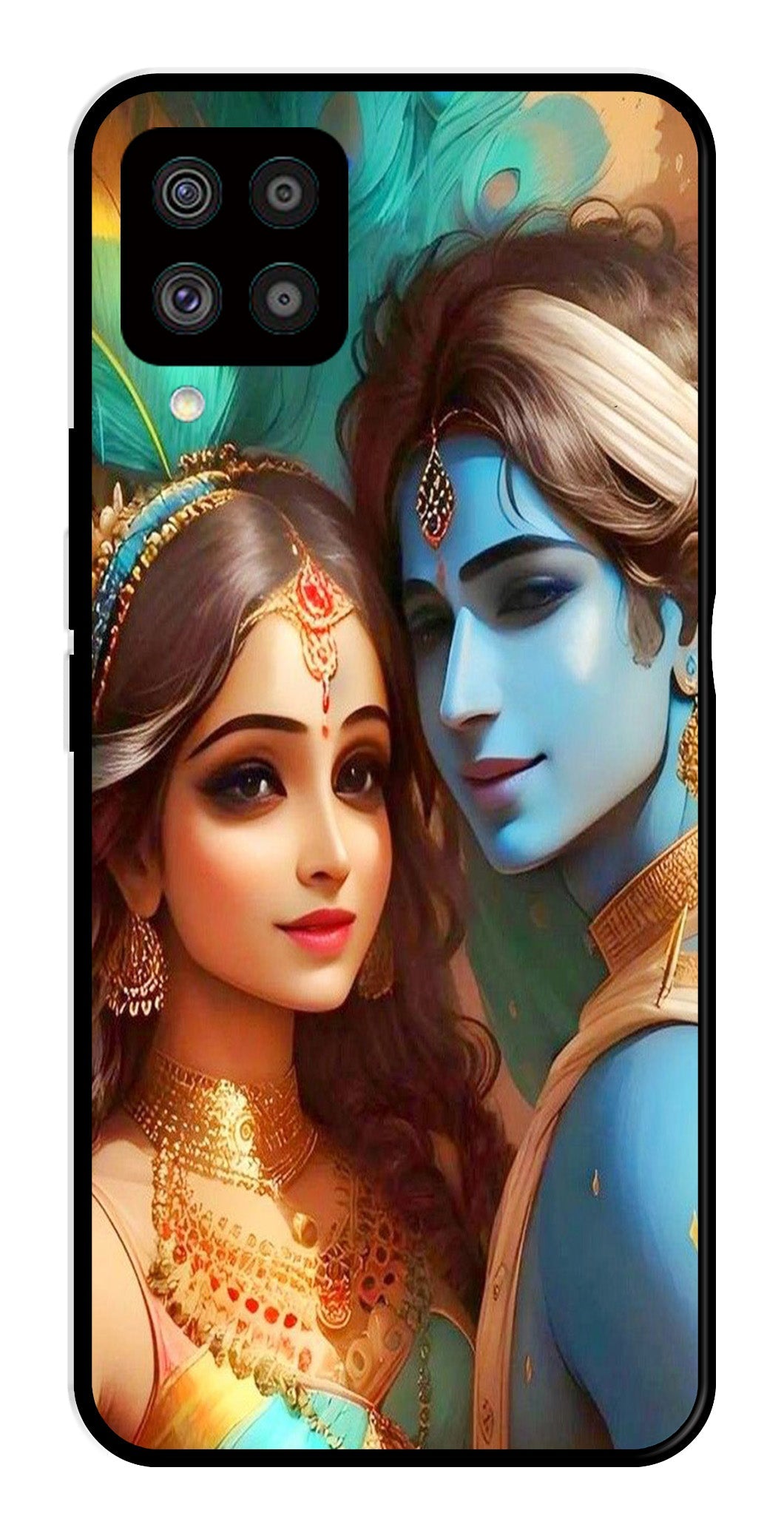 Lord Radha Krishna Metal Mobile Case for Samsung Galaxy F62   (Design No -01)