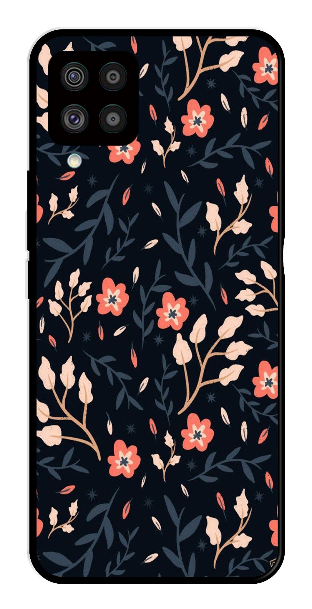 Floral Pattern Metal Mobile Case for Samsung Galaxy F62   (Design No -10)