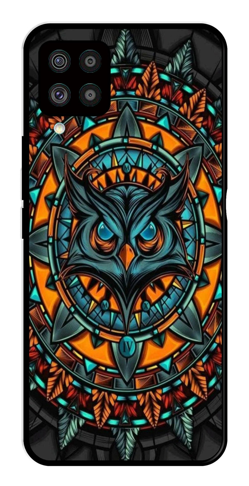 Owl Pattern Metal Mobile Case for Samsung Galaxy F62   (Design No -42)