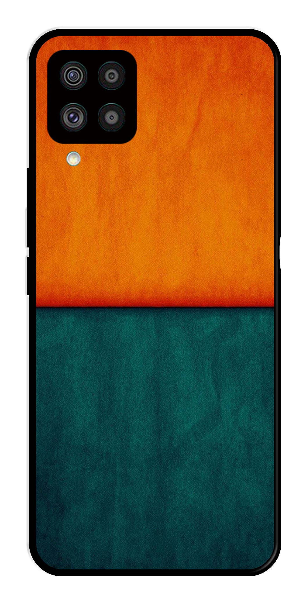 Orange Green Pattern Metal Mobile Case for Samsung Galaxy F62   (Design No -45)