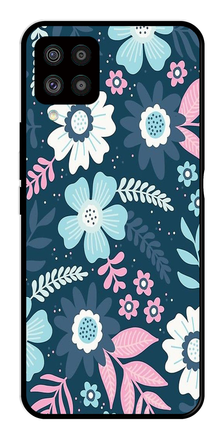 Flower Leaves Design Metal Mobile Case for Samsung Galaxy F62   (Design No -50)