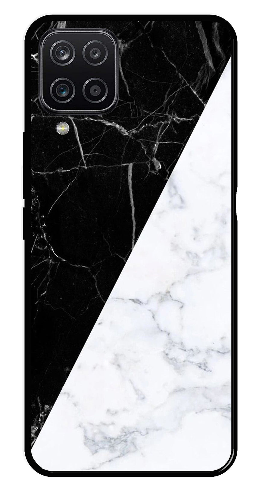 Black White Marble Design Metal Mobile Case for Samsung Galaxy M12   (Design No -09)