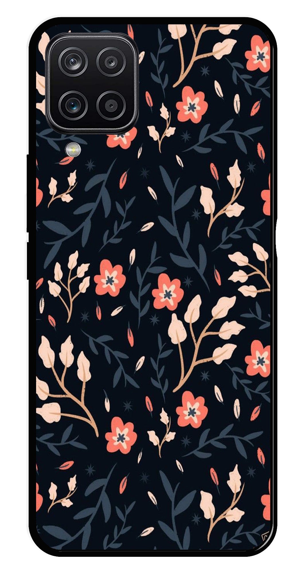 Floral Pattern Metal Mobile Case for Samsung Galaxy M12   (Design No -10)