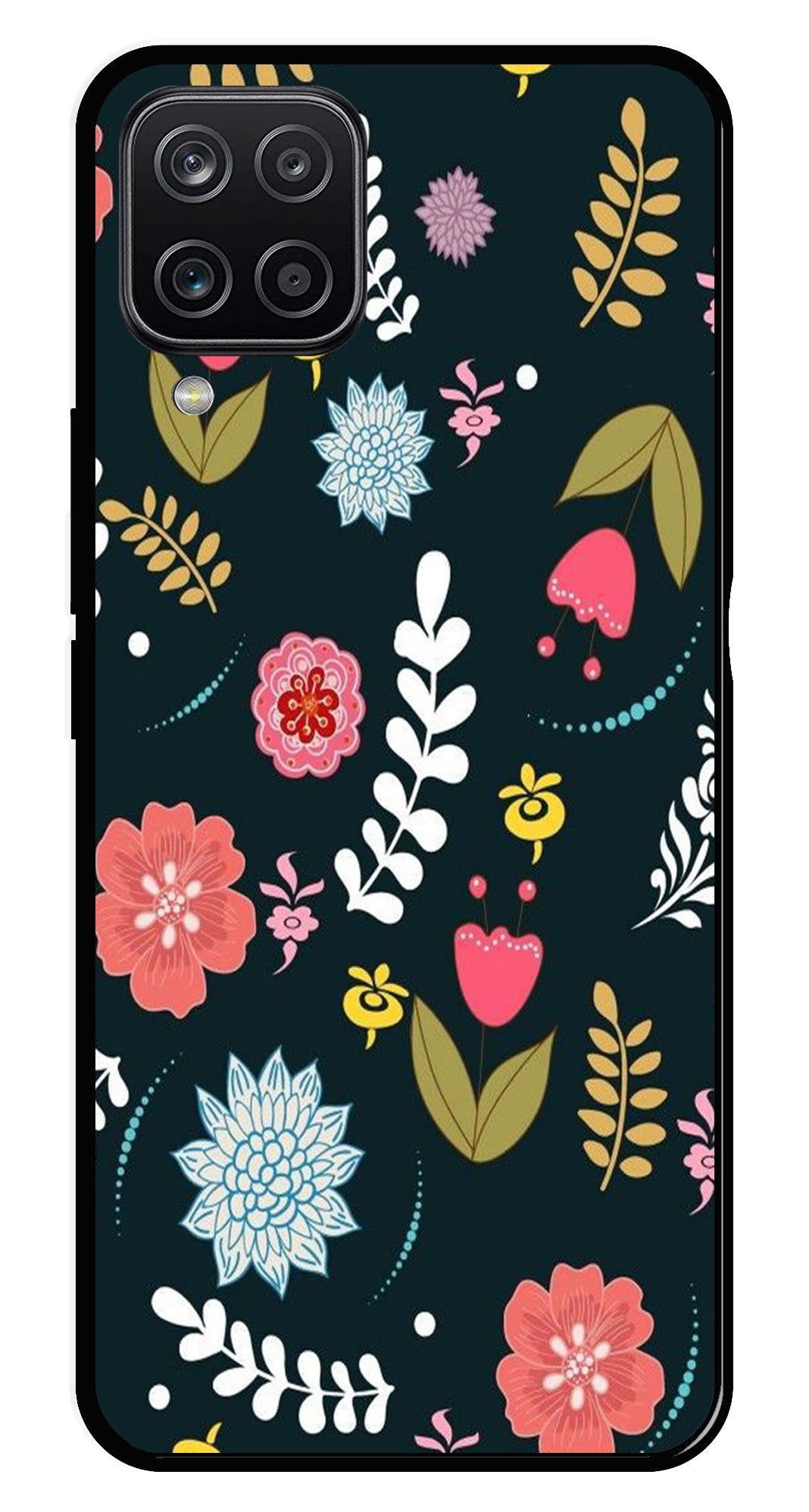 Floral Pattern2 Metal Mobile Case for Samsung Galaxy M12   (Design No -12)