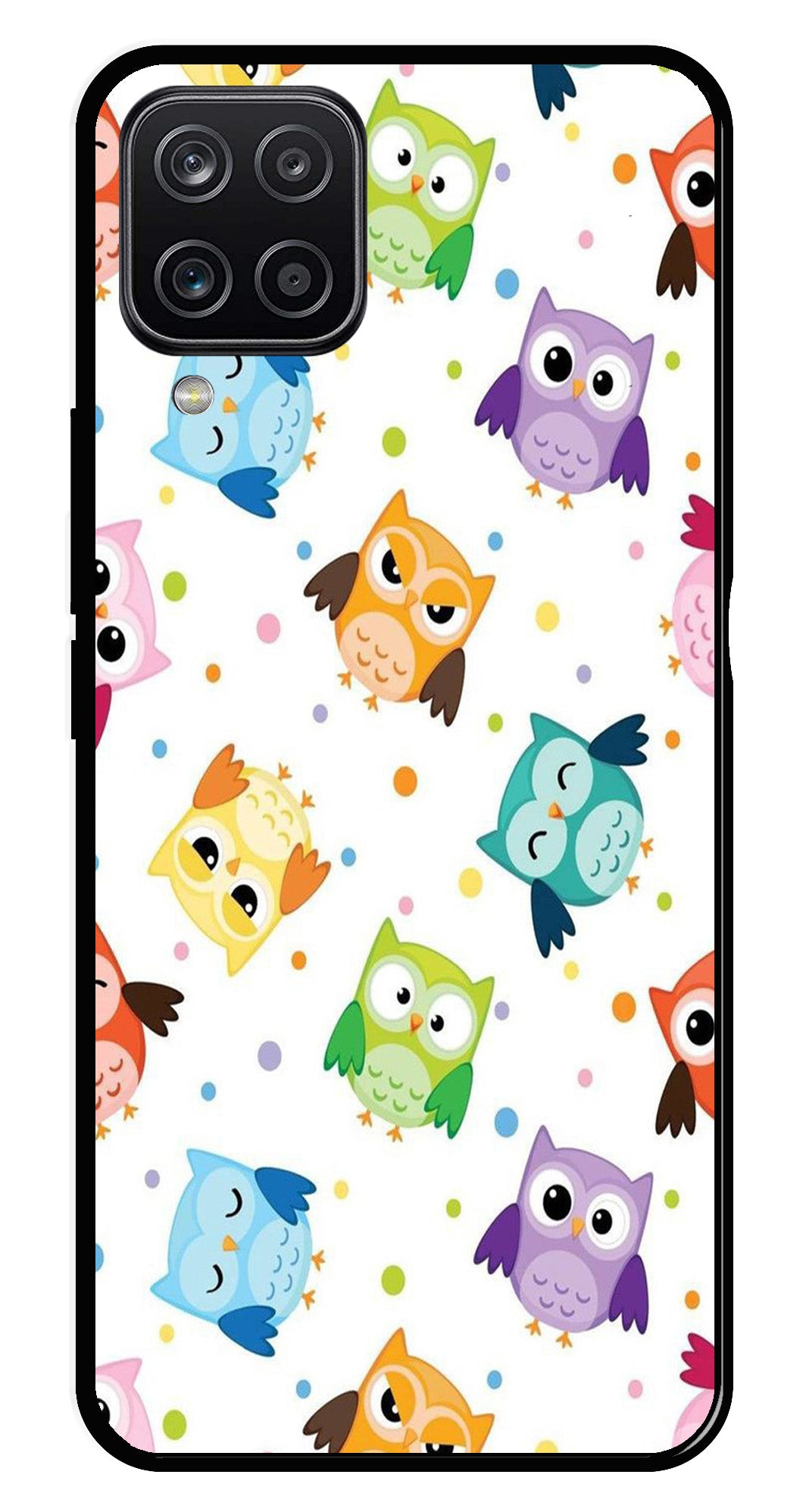 Owls Pattern Metal Mobile Case for Samsung Galaxy M12   (Design No -20)