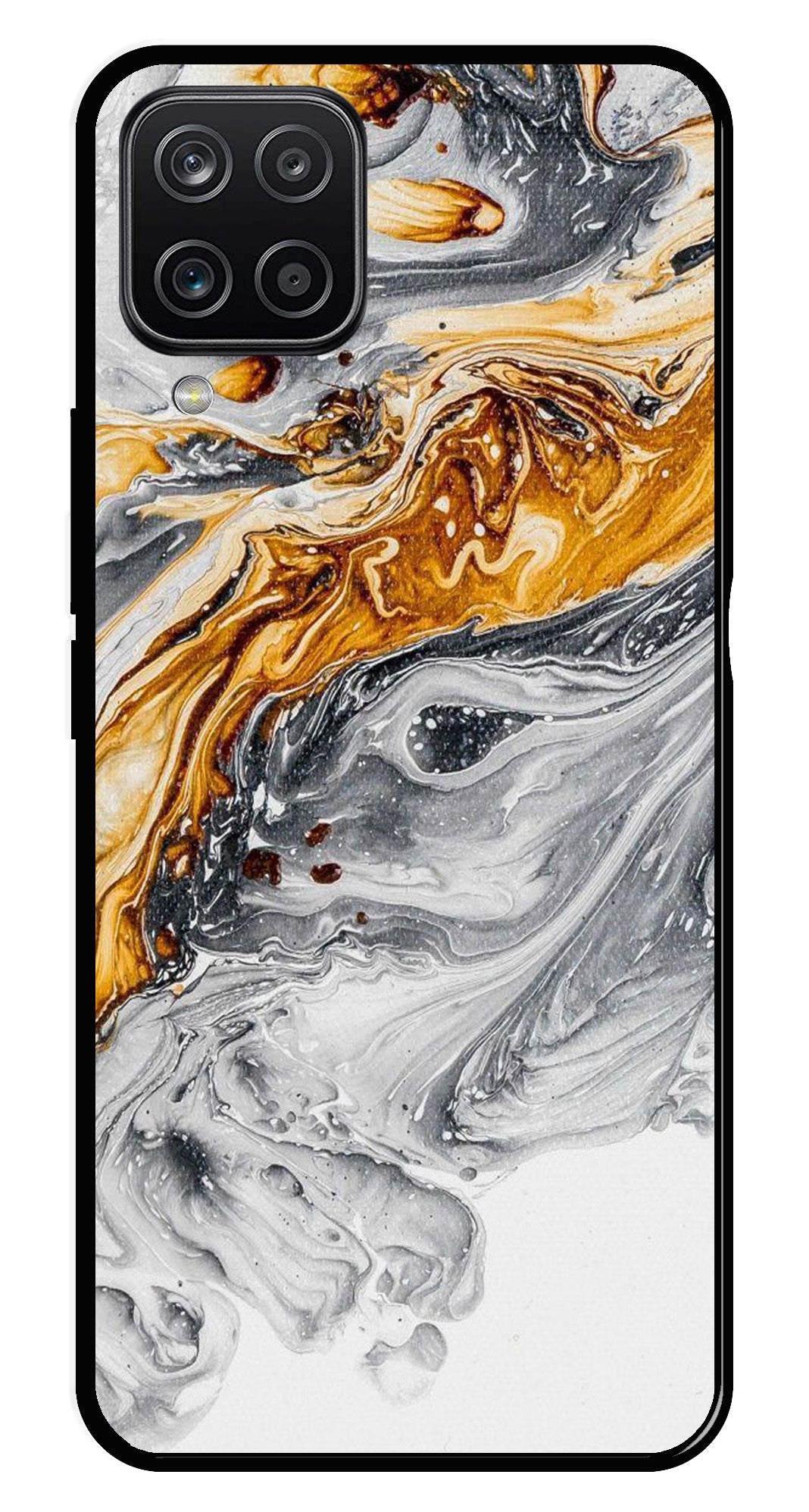 Marble Pattern Metal Mobile Case for Samsung Galaxy M12   (Design No -36)