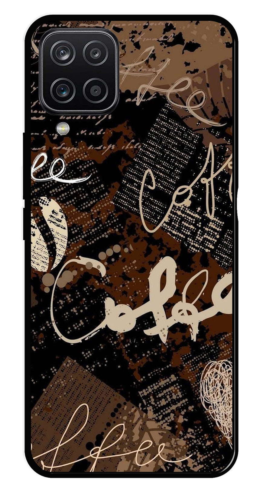 Coffee Pattern Metal Mobile Case for Samsung Galaxy M12   (Design No -37)