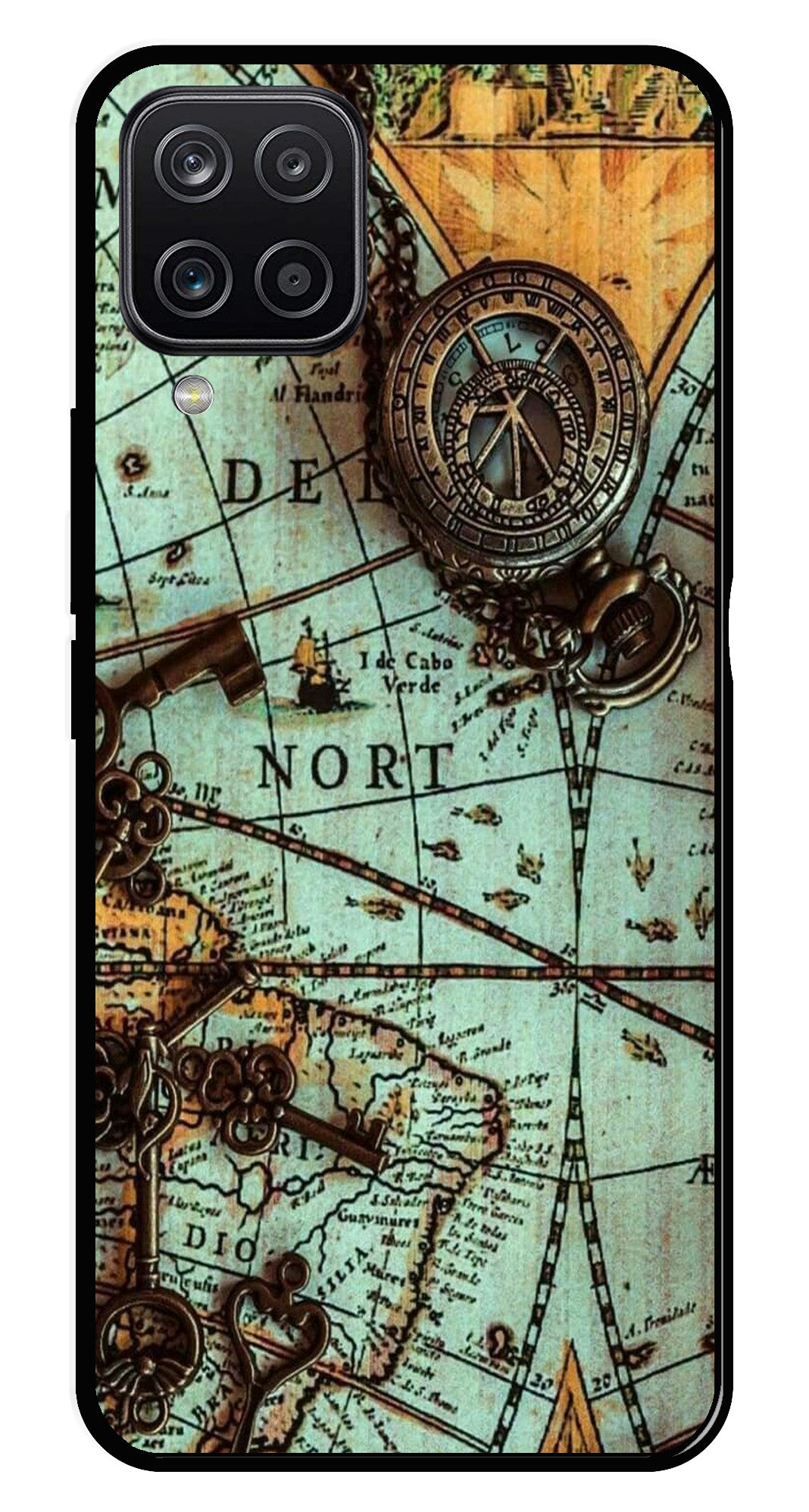 Map Design Metal Mobile Case for Samsung Galaxy M12   (Design No -54)