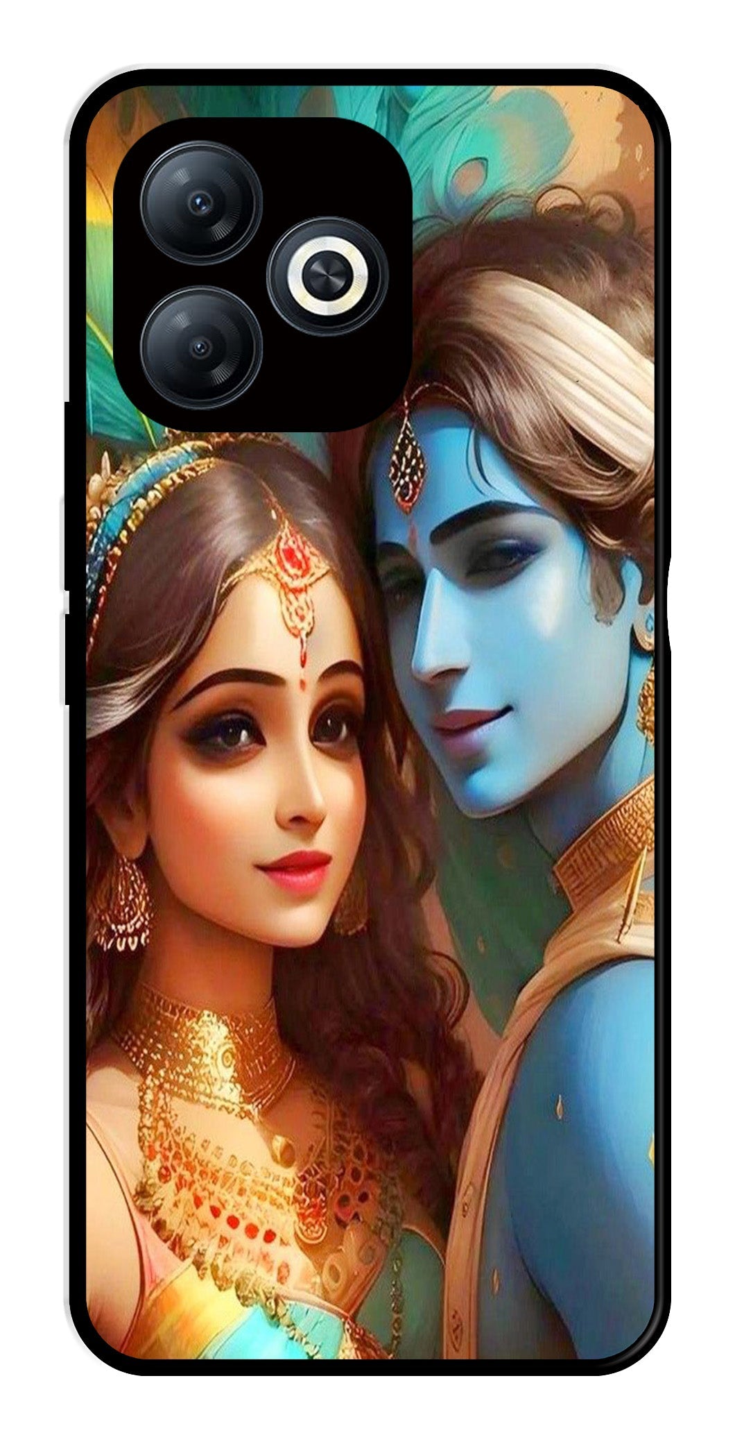 Lord Radha Krishna Metal Mobile Case for Infinix Smart 8   (Design No -01)