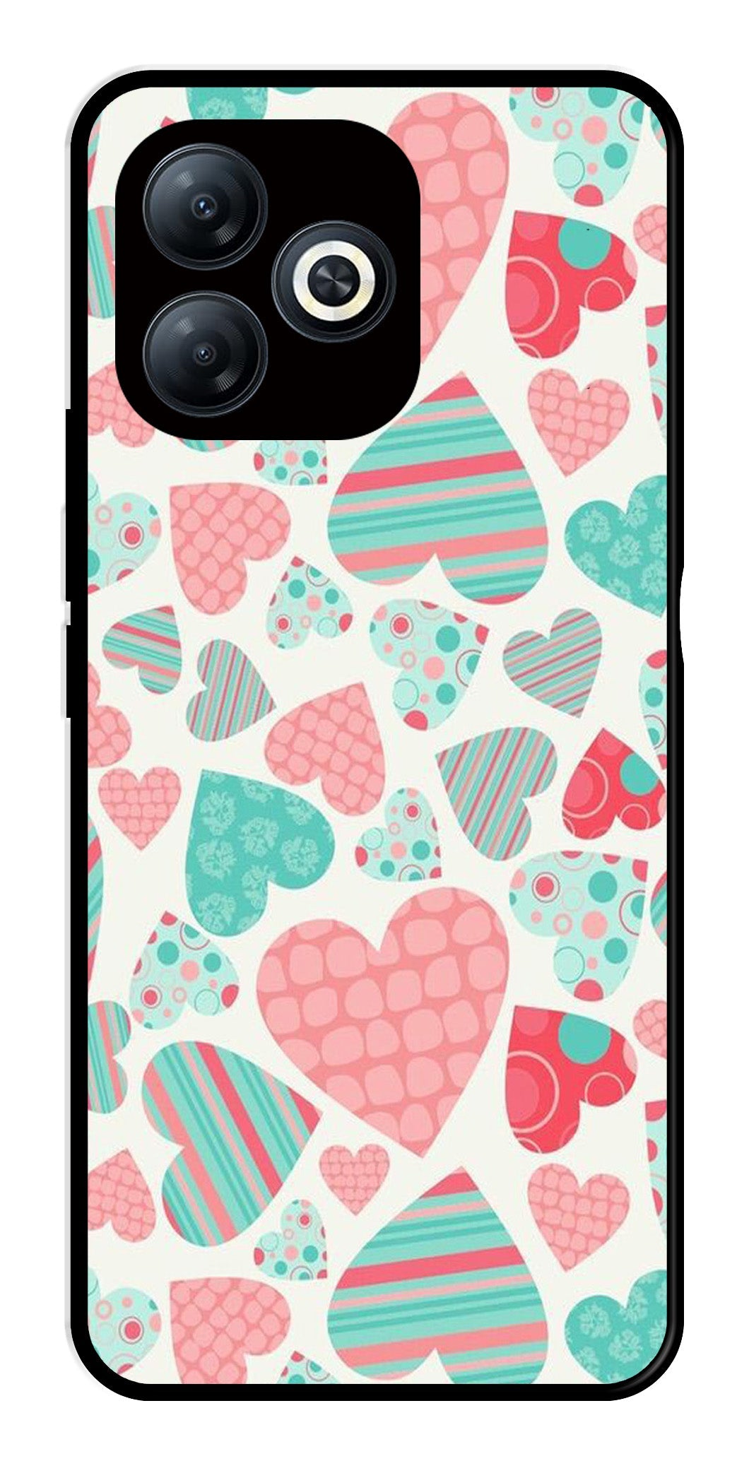 Hearts Pattern Metal Mobile Case for Infinix Smart 8   (Design No -22)