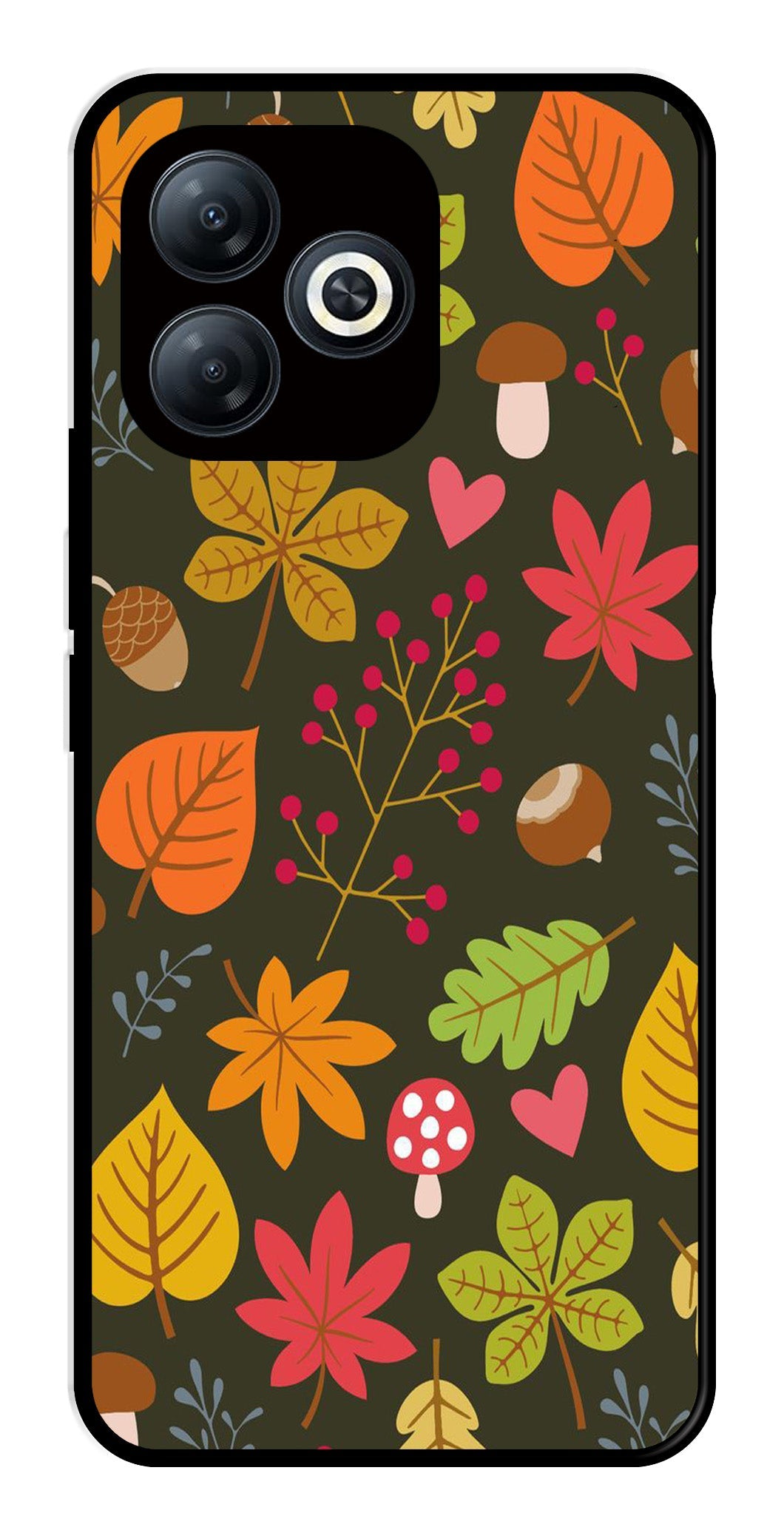 Leaves Design Metal Mobile Case for Infinix Smart 8   (Design No -51)