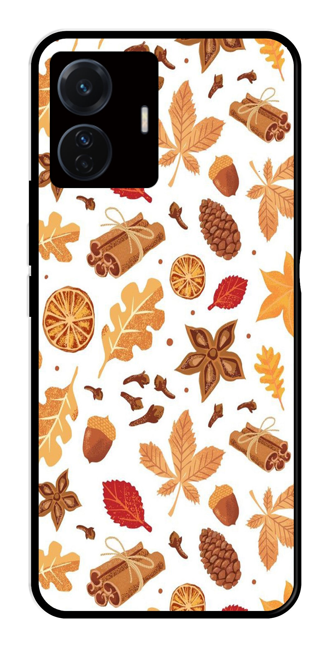 Autumn Leaf Metal Mobile Case for iQOO Z6 Pro 5G   (Design No -19)