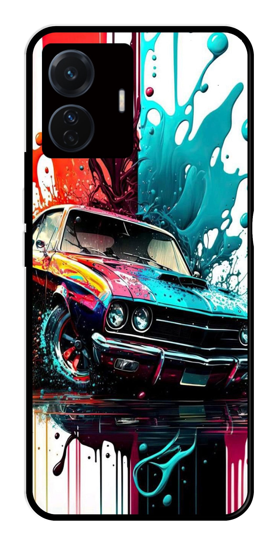 Vintage Car Metal Mobile Case for Vivo T1 Pro 5G   (Design No -29)