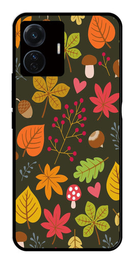 Leaves Design Metal Mobile Case for iQOO Z6 Pro 5G   (Design No -51)