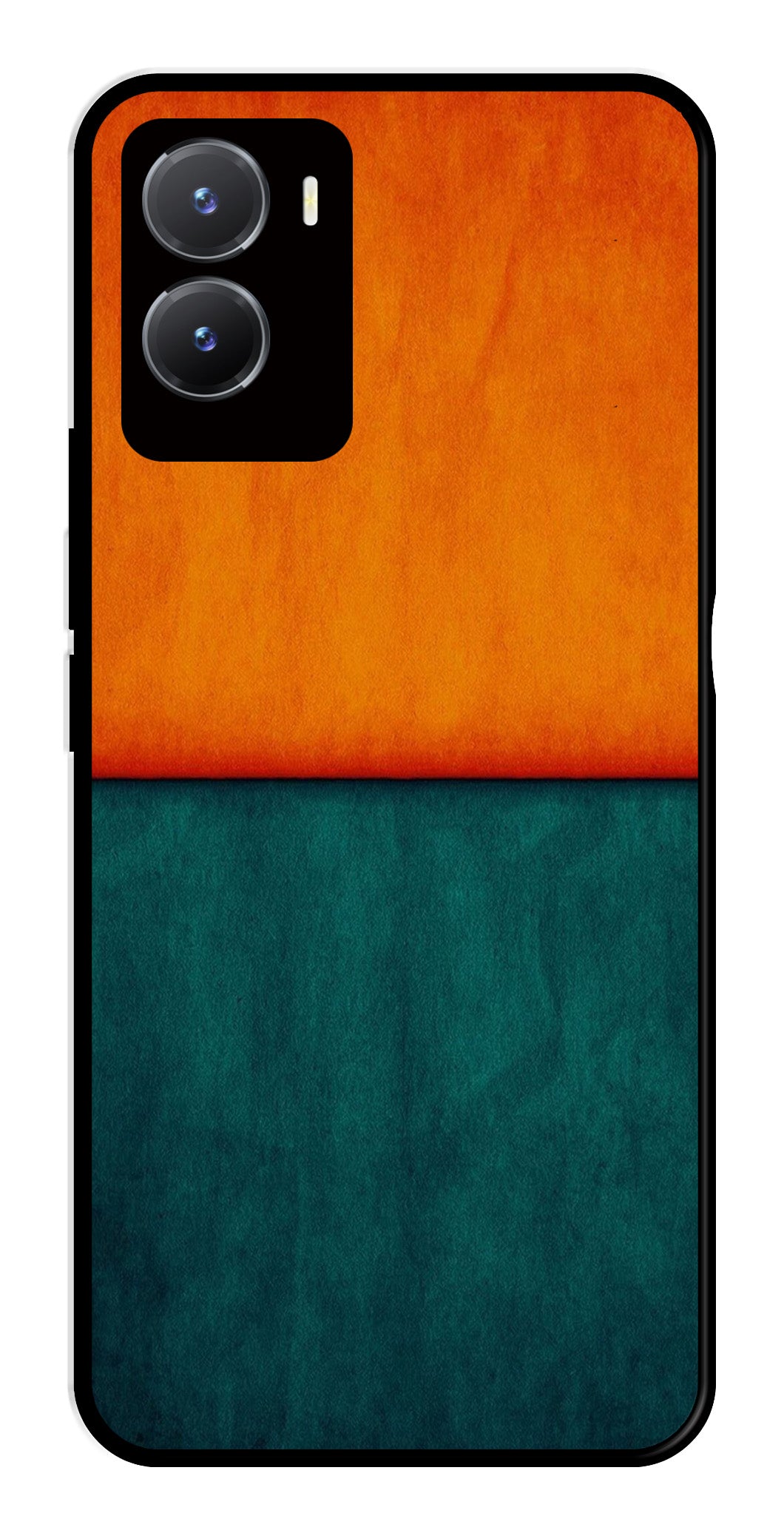 Orange Green Pattern Metal Mobile Case for Vivo T2X 5G   (Design No -45)