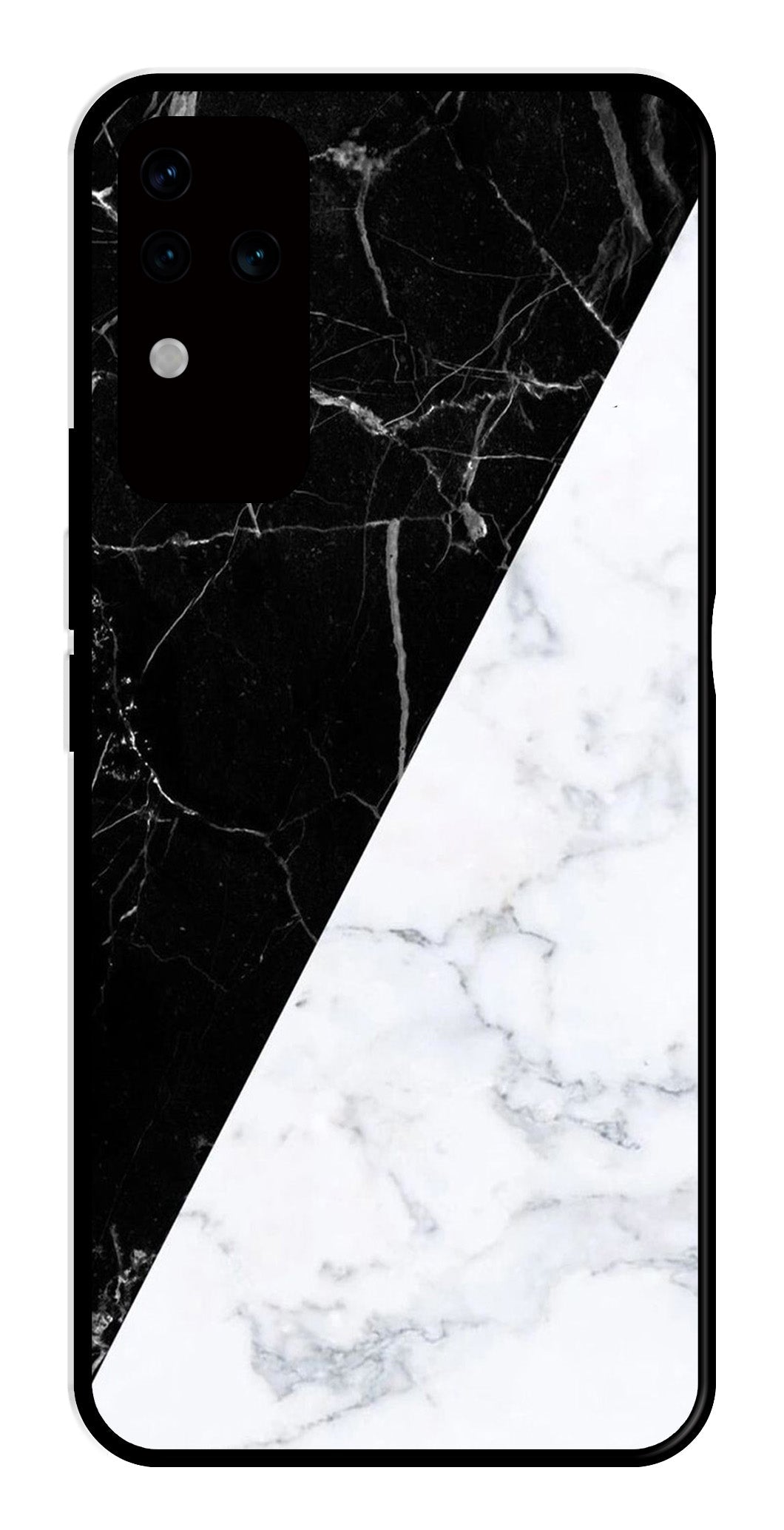 Black White Marble Design Metal Mobile Case for Vivo V30 Pro 5G   (Design No -09)