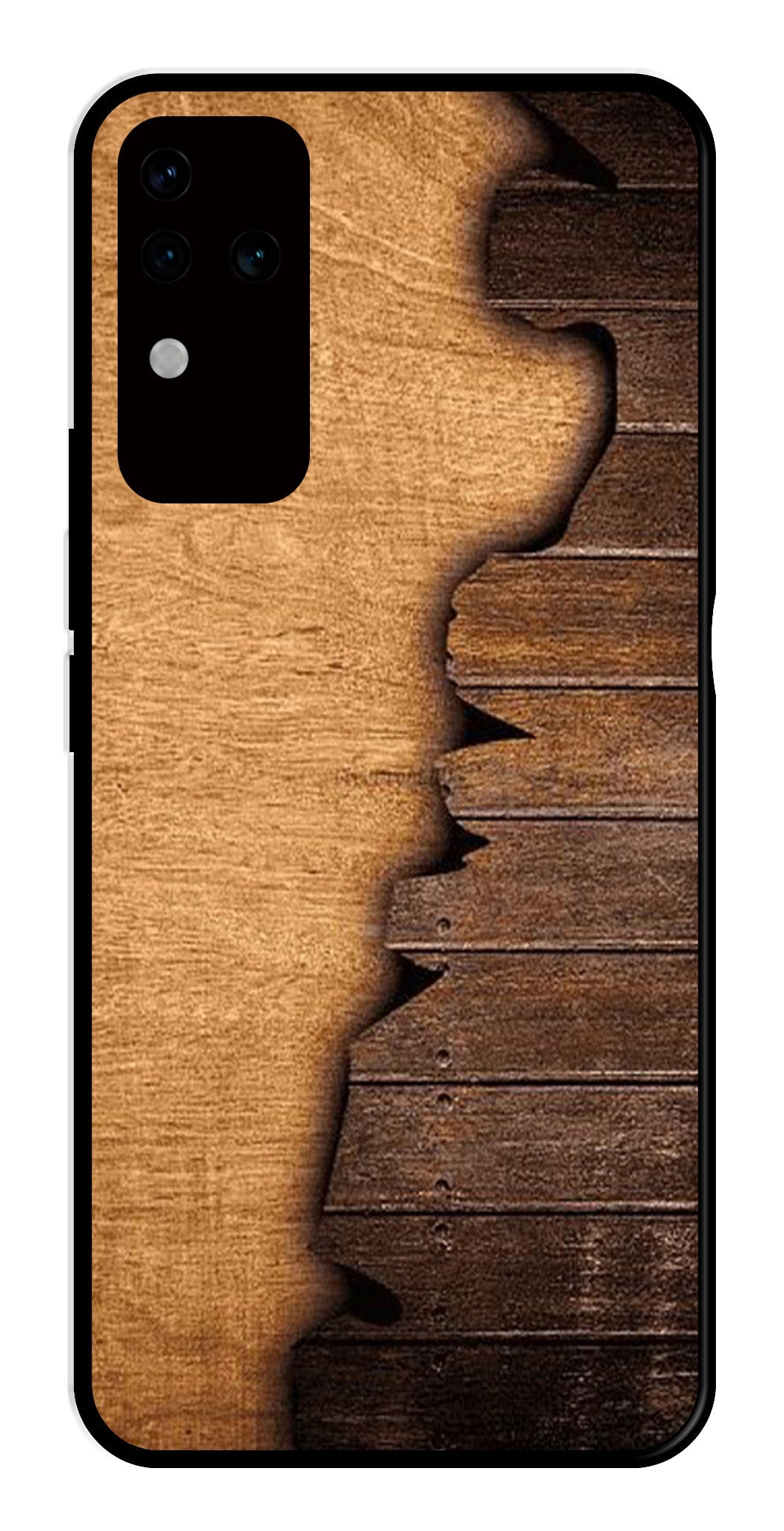 Wooden Design Metal Mobile Case for Vivo V30 Pro 5G   (Design No -13)