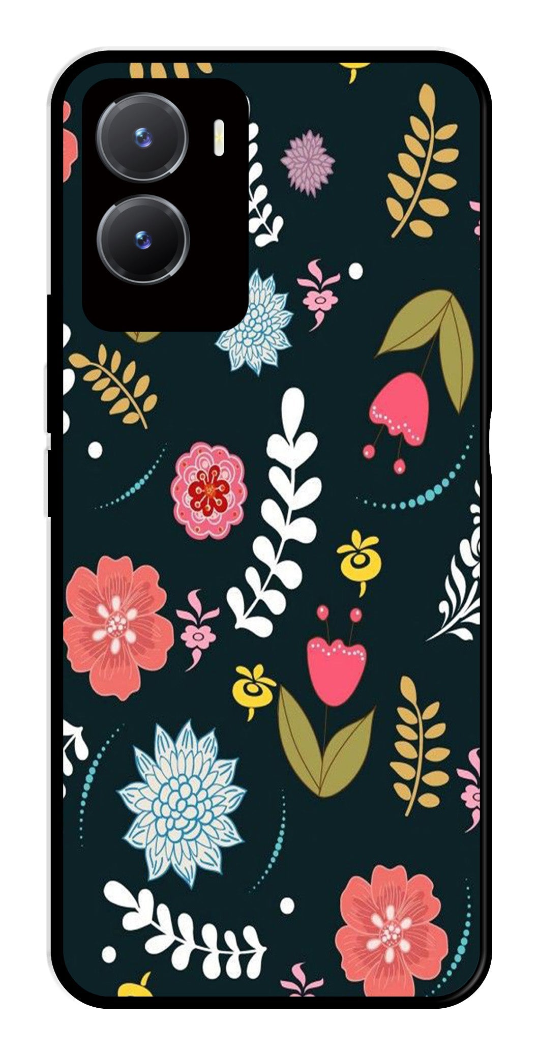 Floral Pattern2 Metal Mobile Case for Vivo Y28 5G   (Design No -12)