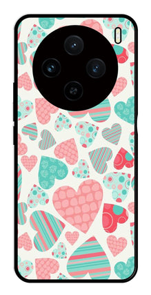 Hearts Pattern Metal Mobile Case for Vivo X100 5G