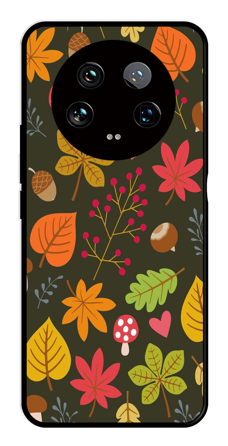 Leaves Design Metal Mobile Case for Xiaomi 14 Ultra 5G   (Design No -51)