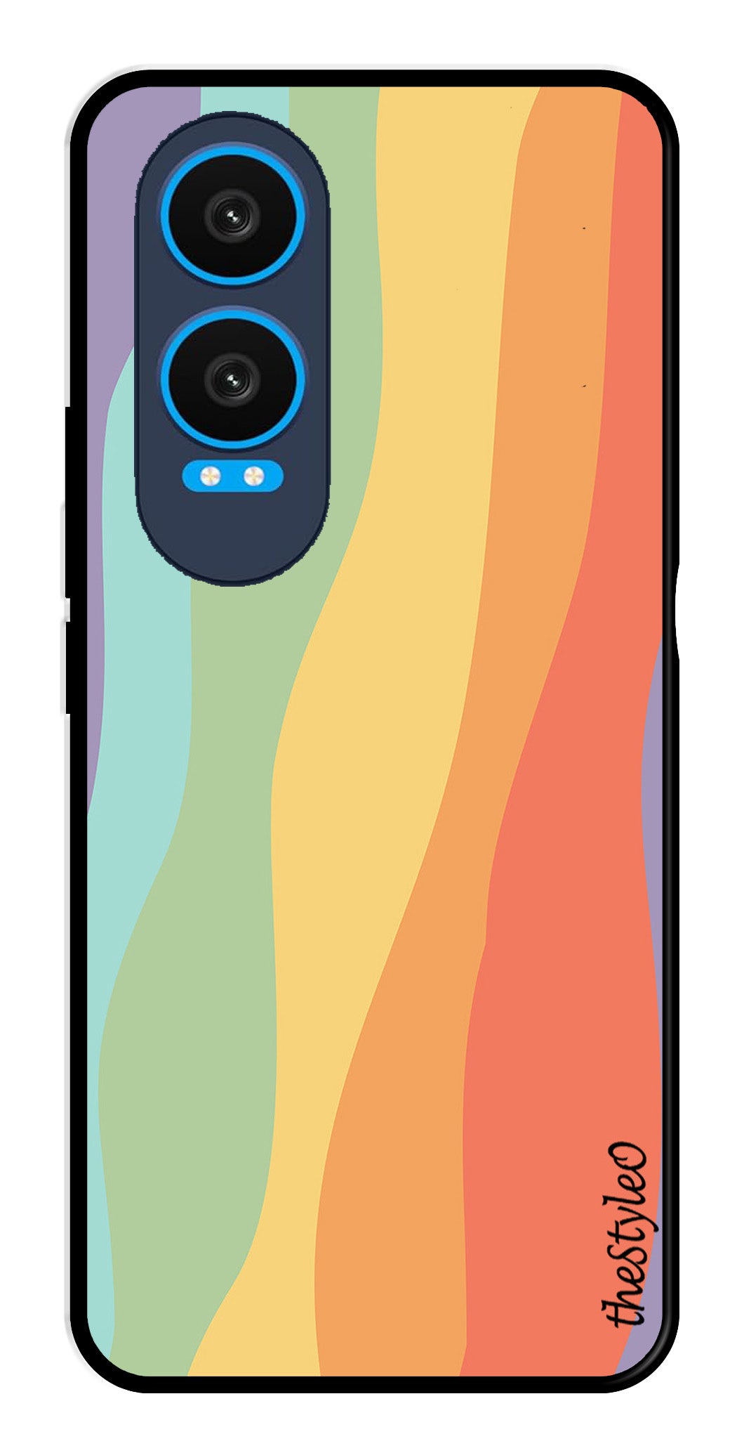 Muted Rainbow Metal Mobile Case for OnePlus Nord CE4 Lite (Design No -02)