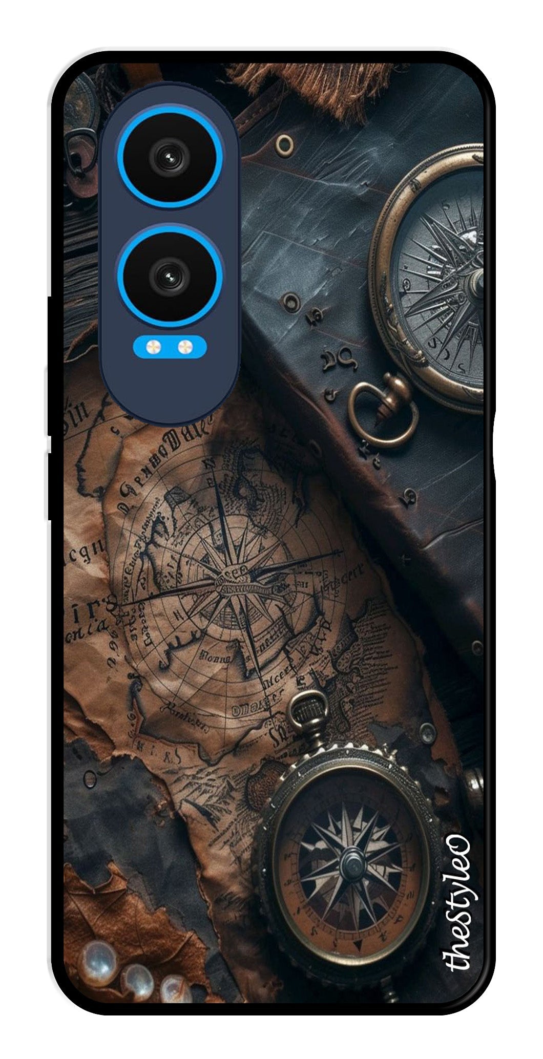 Vintage Compass Metal Mobile Case for OnePlus Nord CE4 Lite (Design No -90)