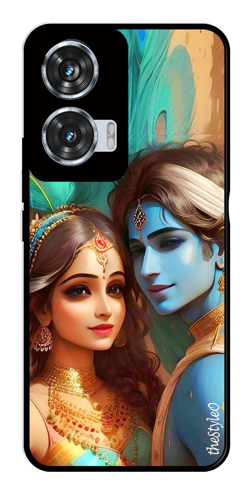 Lord Radha Krishna Metal Mobile Case for Moto Edge 50 Fusion 5G (Design No -01)