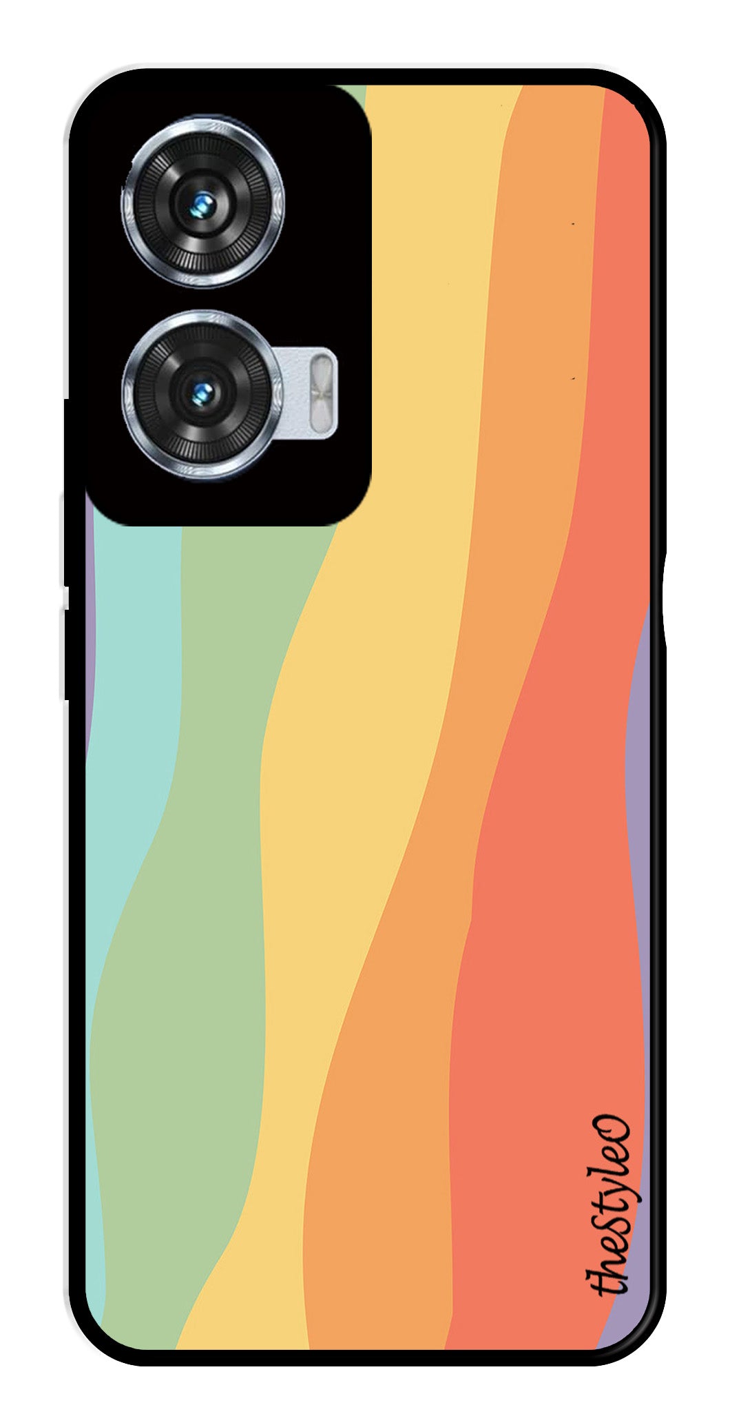 Muted Rainbow Metal Mobile Case for Moto Edge 50 Fusion 5G (Design No -02)