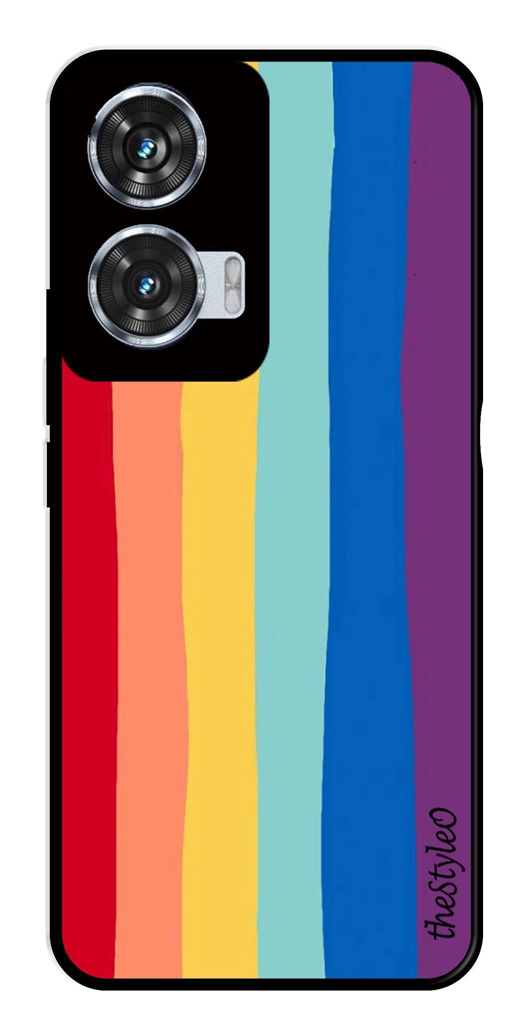 Rainbow MultiColor Metal Mobile Case for Moto Edge 50 Fusion 5G (Design No -03)