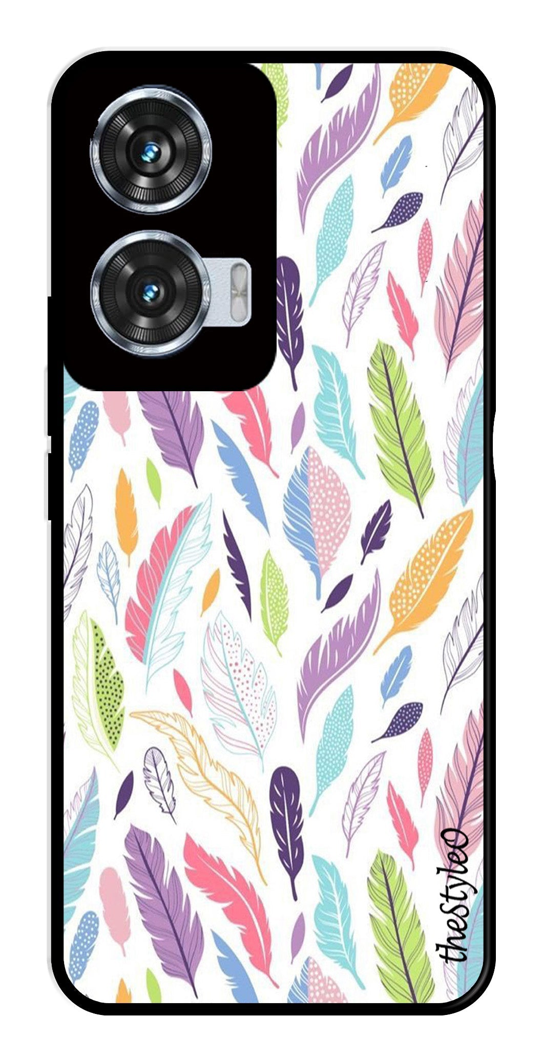 Colorful Feathers Metal Mobile Case for Moto Edge 50 Fusion 5G (Design No -06)