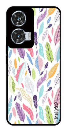 Colorful Feathers Metal Mobile Case for Moto Edge 50 Fusion 5G