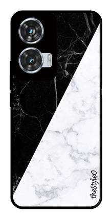 Black White Marble Design Metal Mobile Case for Moto Edge 50 Fusion 5G