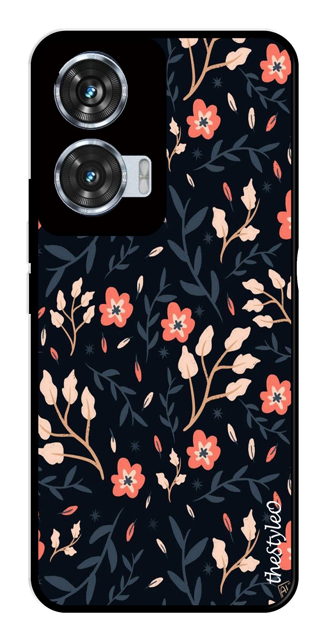 Floral Pattern Metal Mobile Case for Moto Edge 50 Fusion 5G (Design No -10)