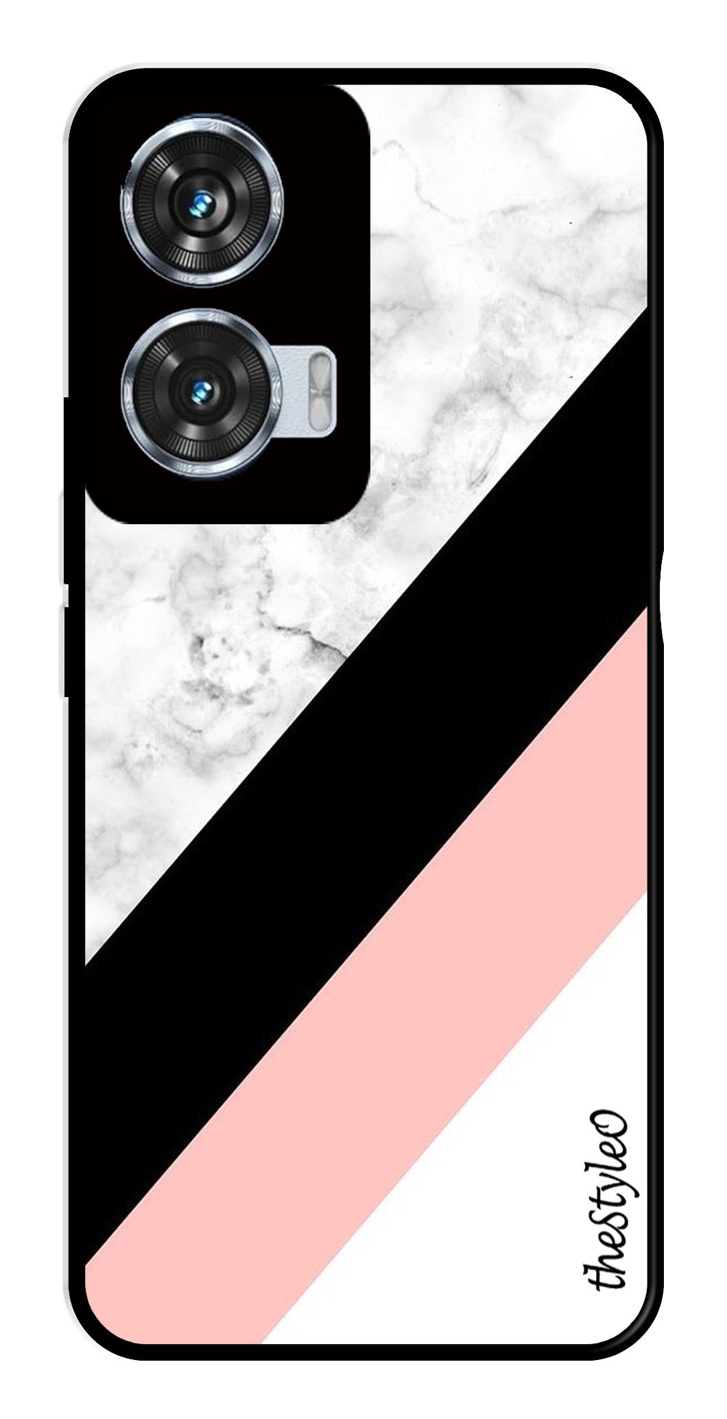 Pink Pattern Metal Mobile Case for Moto Edge 50 Fusion 5G (Design No -23)