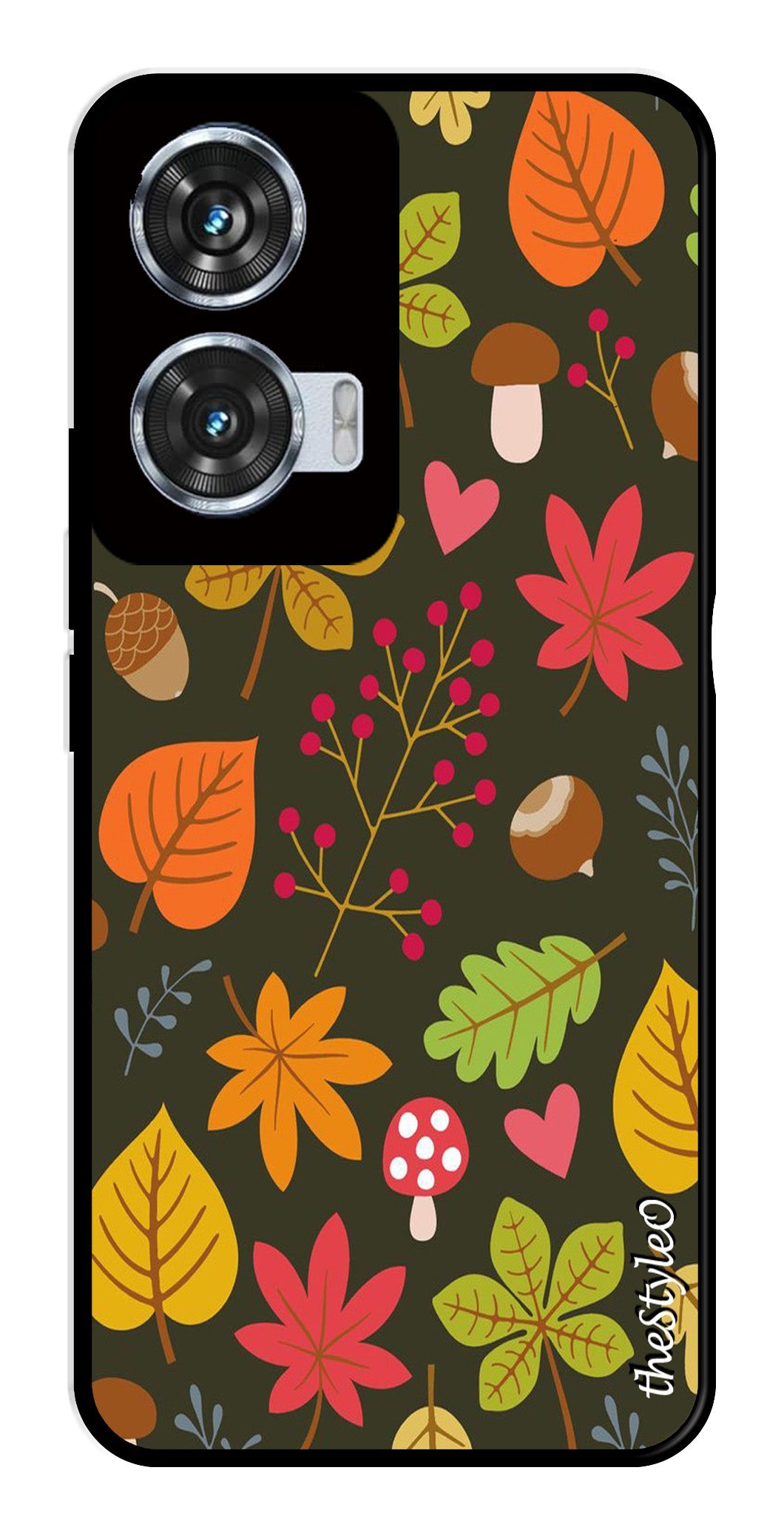 Flower Leaves Design Metal Mobile Case for Moto Edge 50 Fusion 5G (Design No -50)