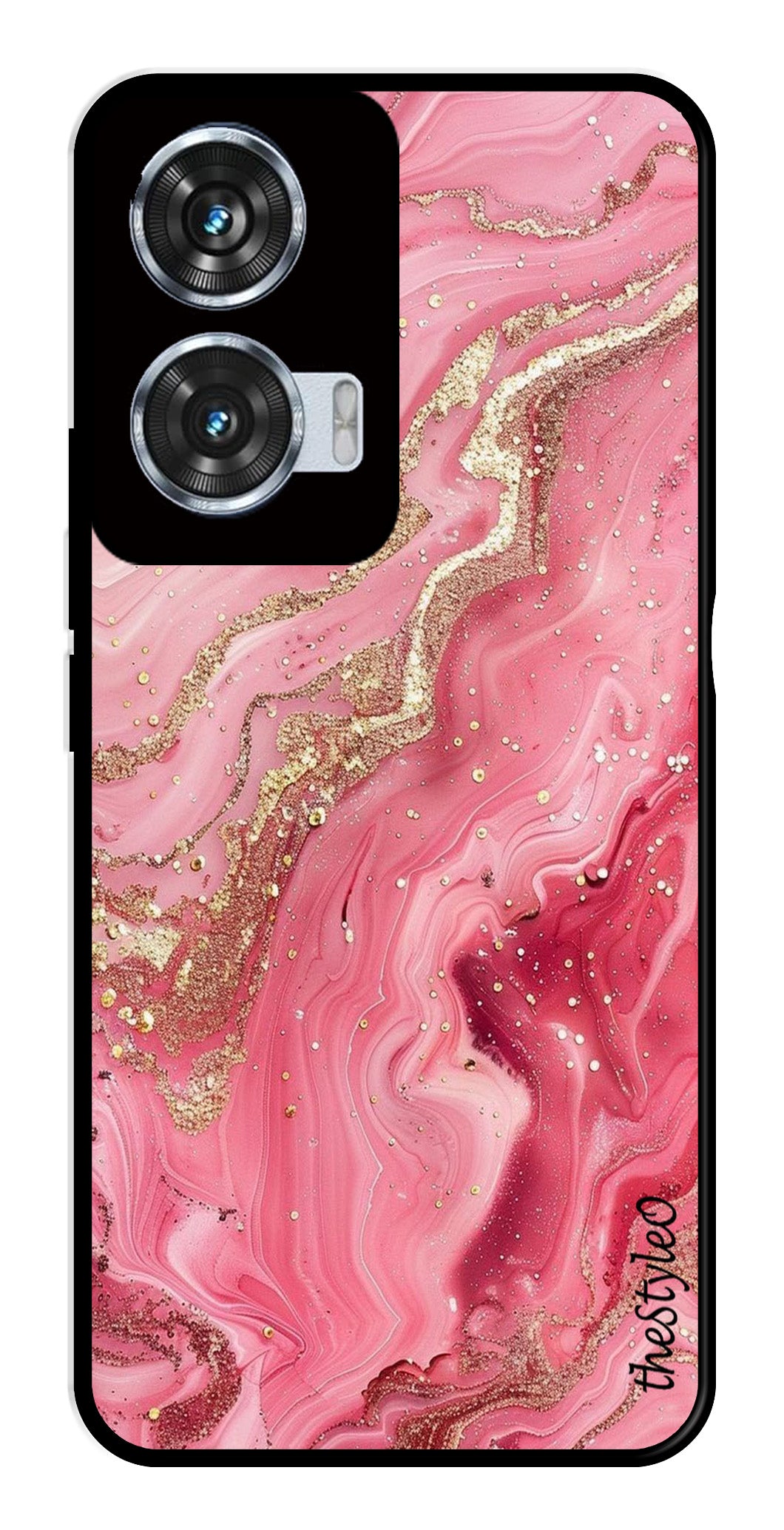 Pink Marble Metal Mobile Case for Moto Edge 50 Fusion 5G (Design No -66)