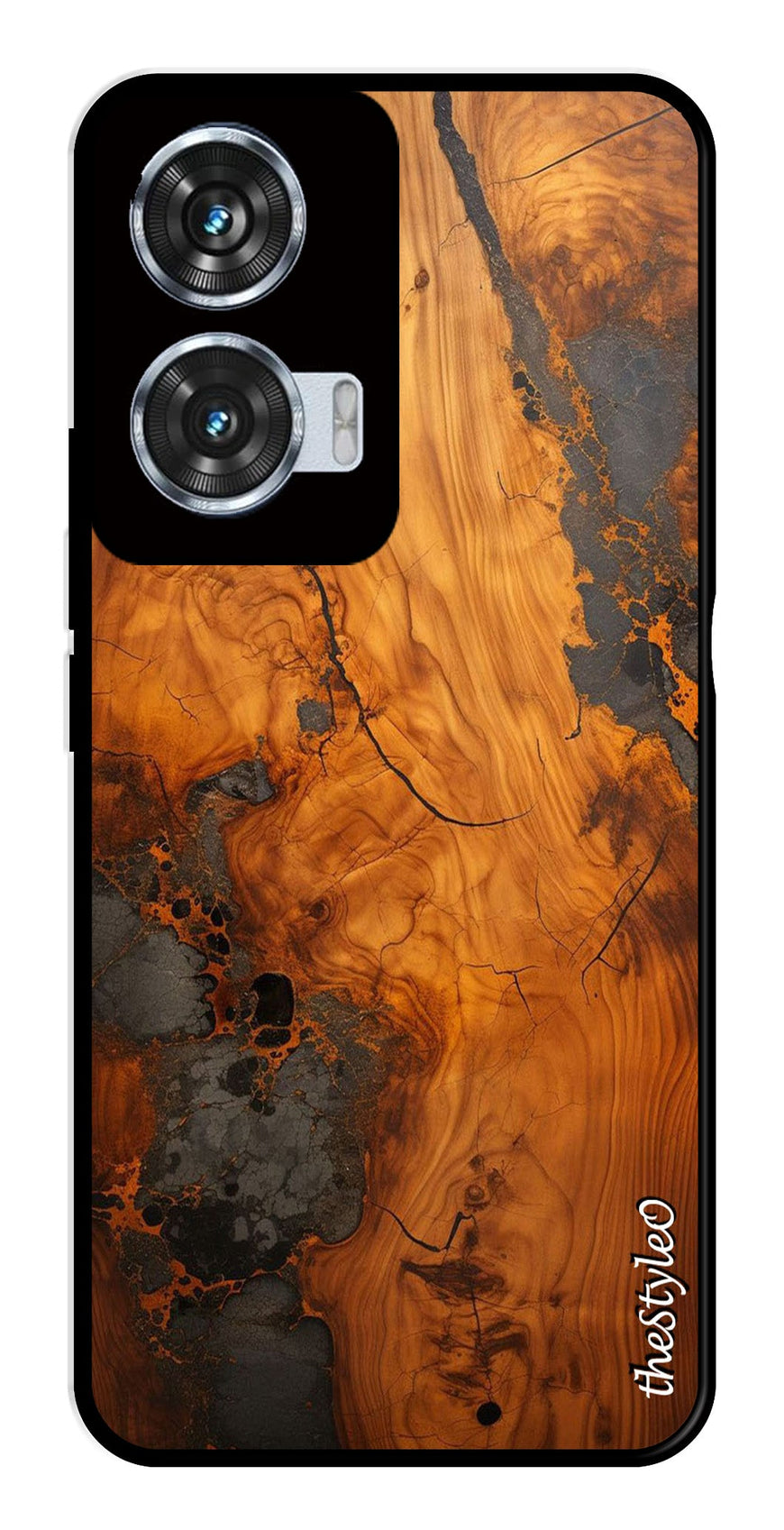 Wooden Design Metal Mobile Case for Moto Edge 50 Fusion 5G (Design No -74)