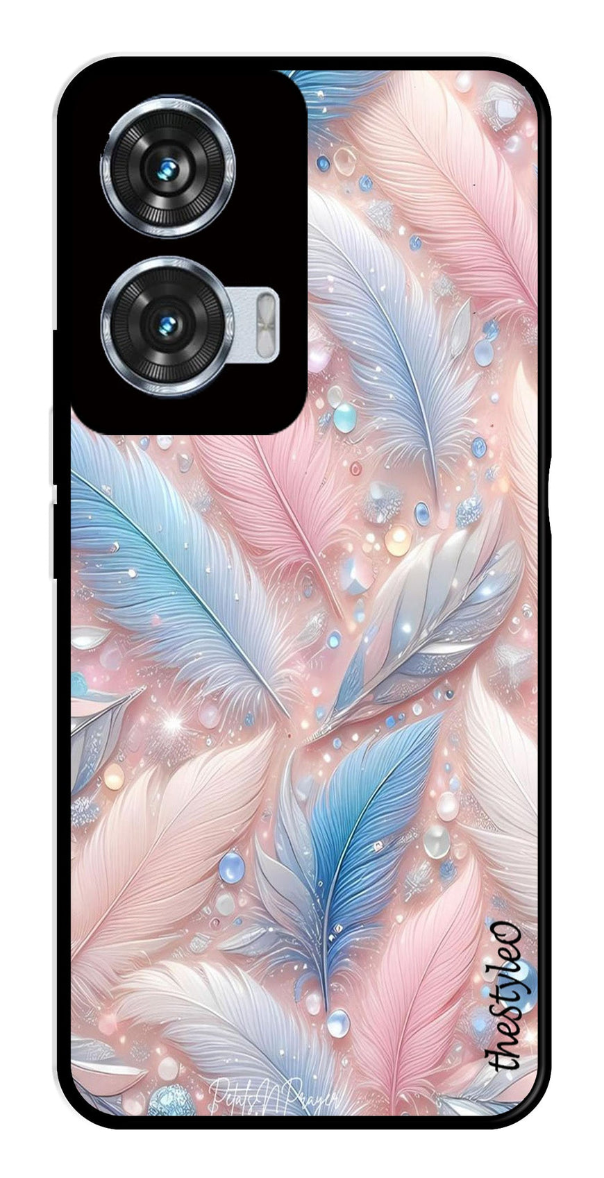 Feather Design Metal Mobile Case for Moto Edge 50 Fusion 5G (Design No -85)