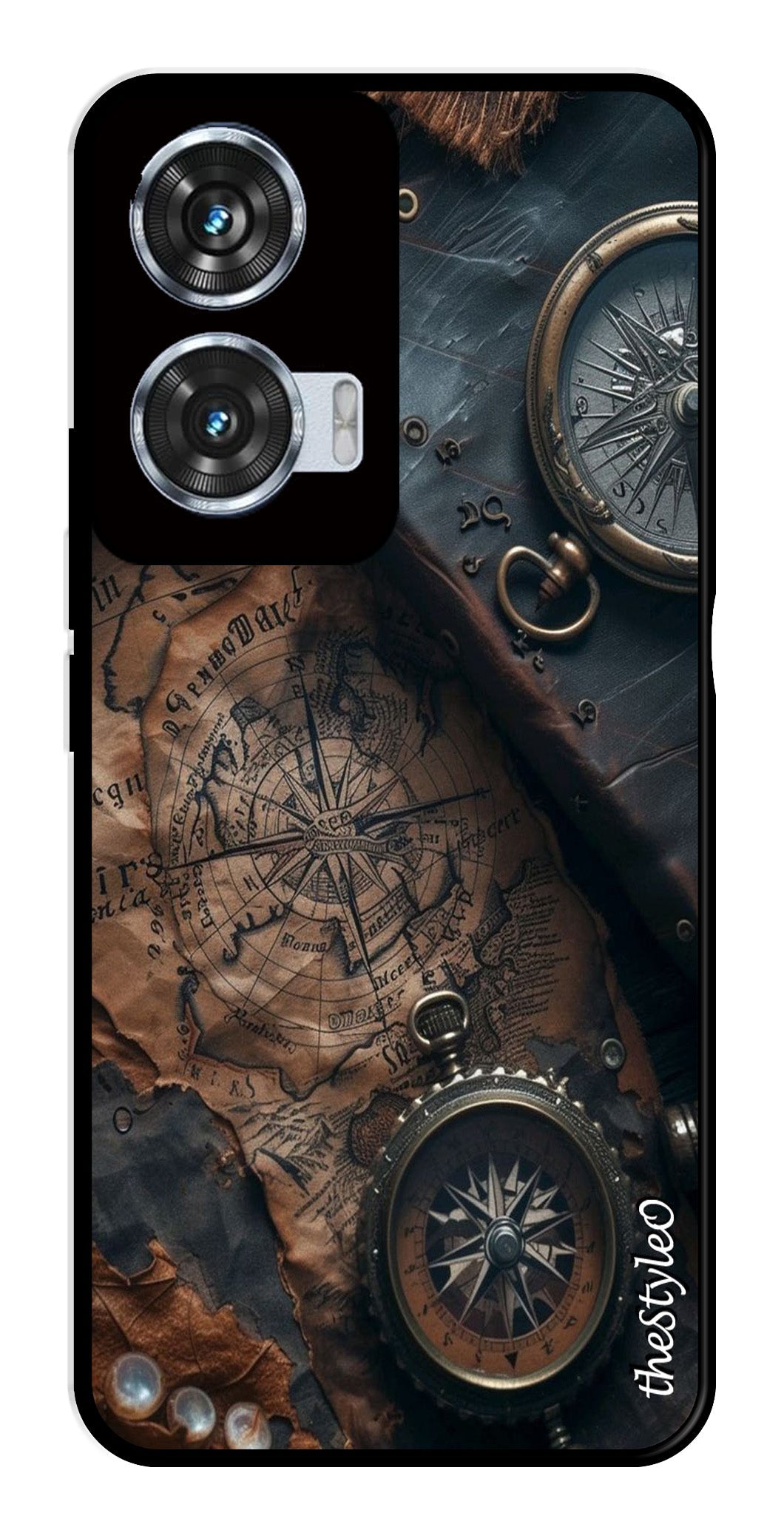 Vintage Compass Metal Mobile Case for Moto Edge 50 Fusion 5G (Design No -90)