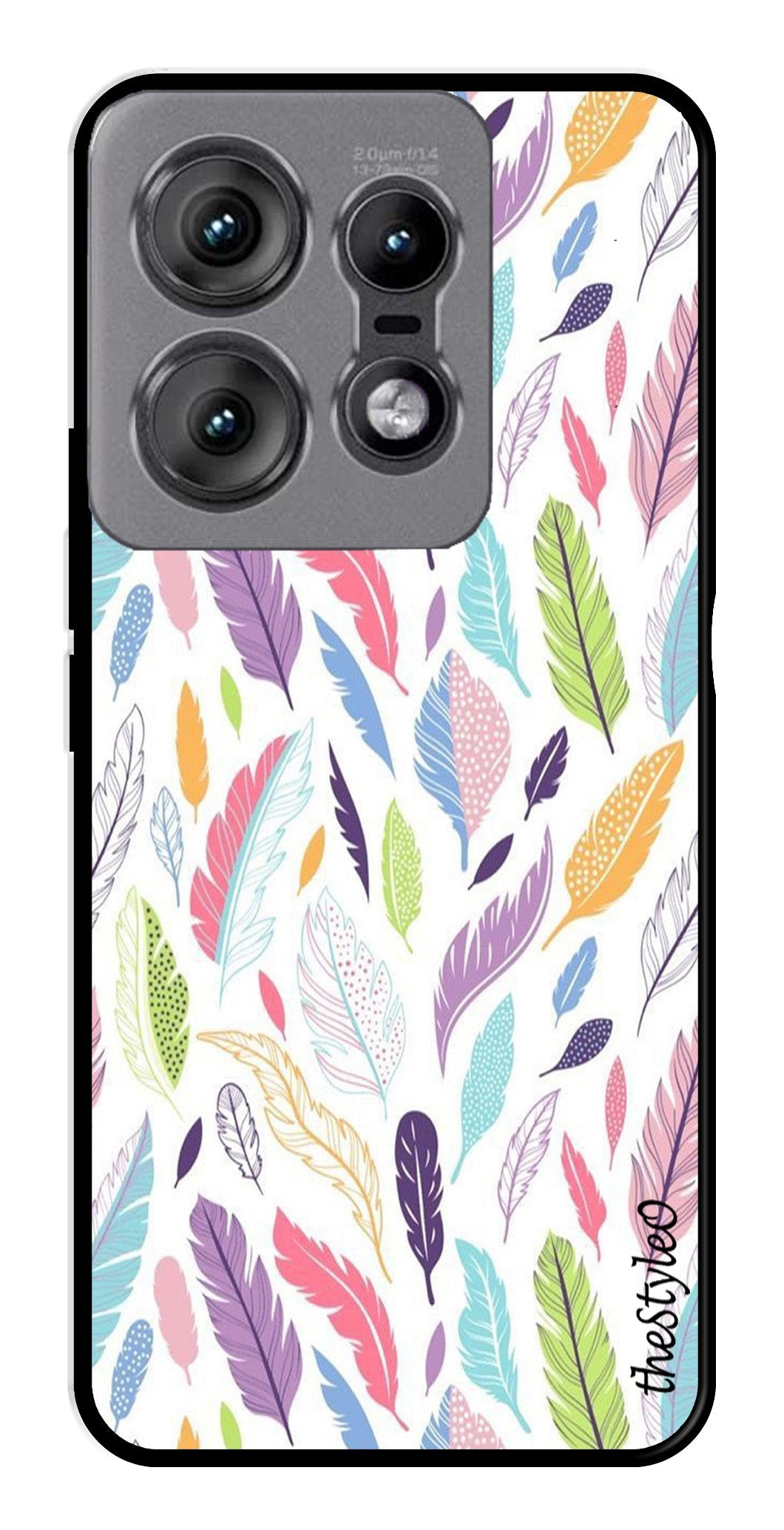 Colorful Feathers Metal Mobile Case for Moto Edge 50 Pro 5G (Design No -06)