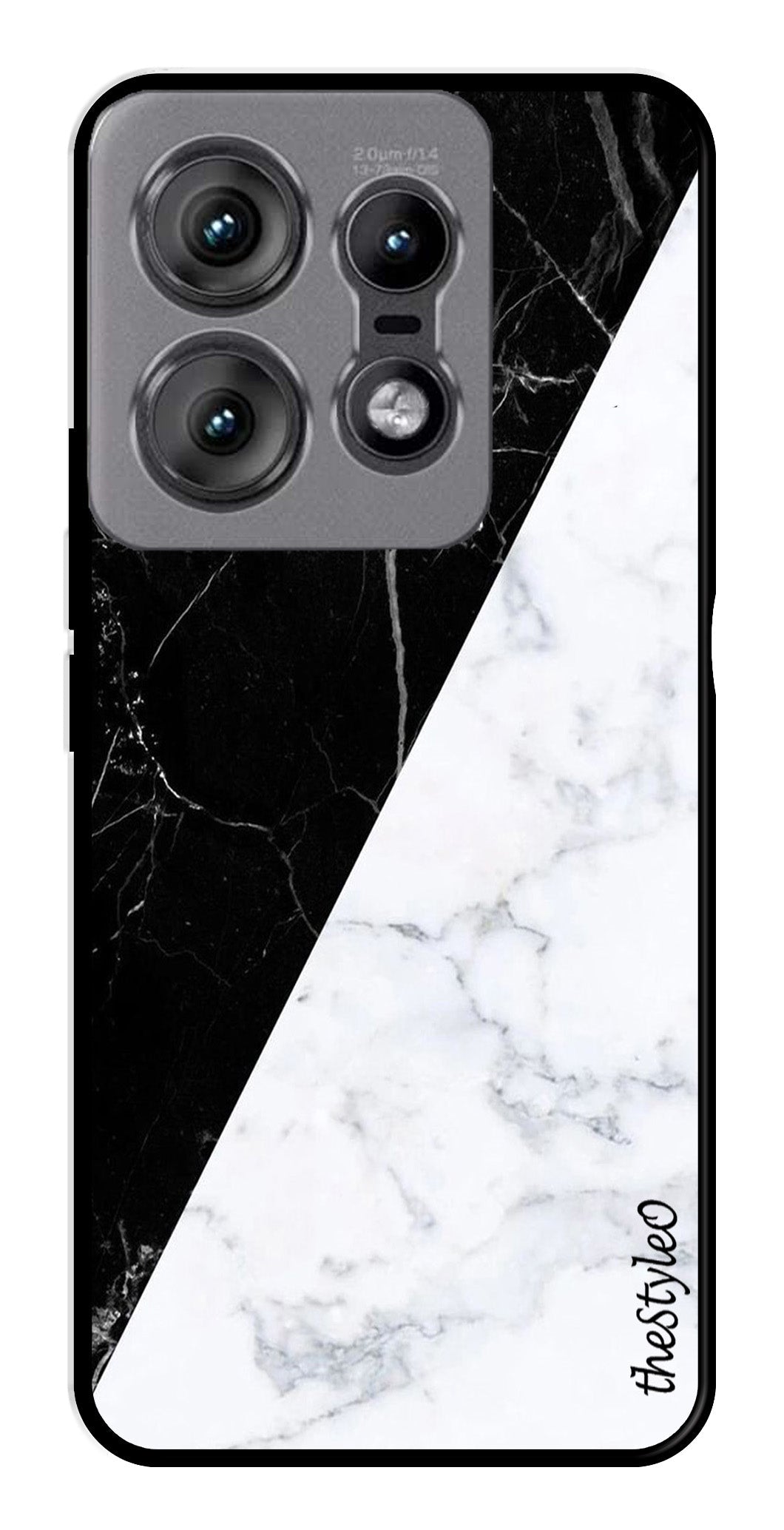 Black White Marble Design Metal Mobile Case for Moto Edge 50 Pro 5G (Design No -09)