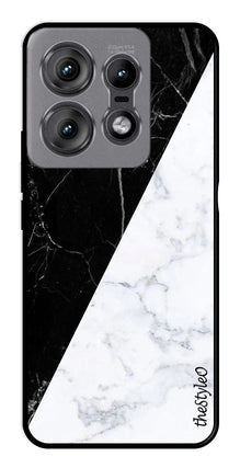 Black White Marble Design Metal Mobile Case for Moto Edge 50 Pro 5G