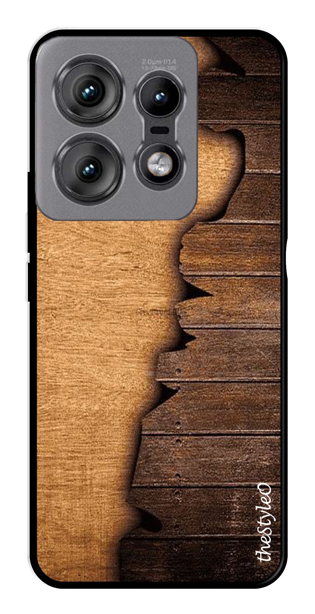 Wooden Design Metal Mobile Case for Moto Edge 50 Pro 5G (Design No -13)