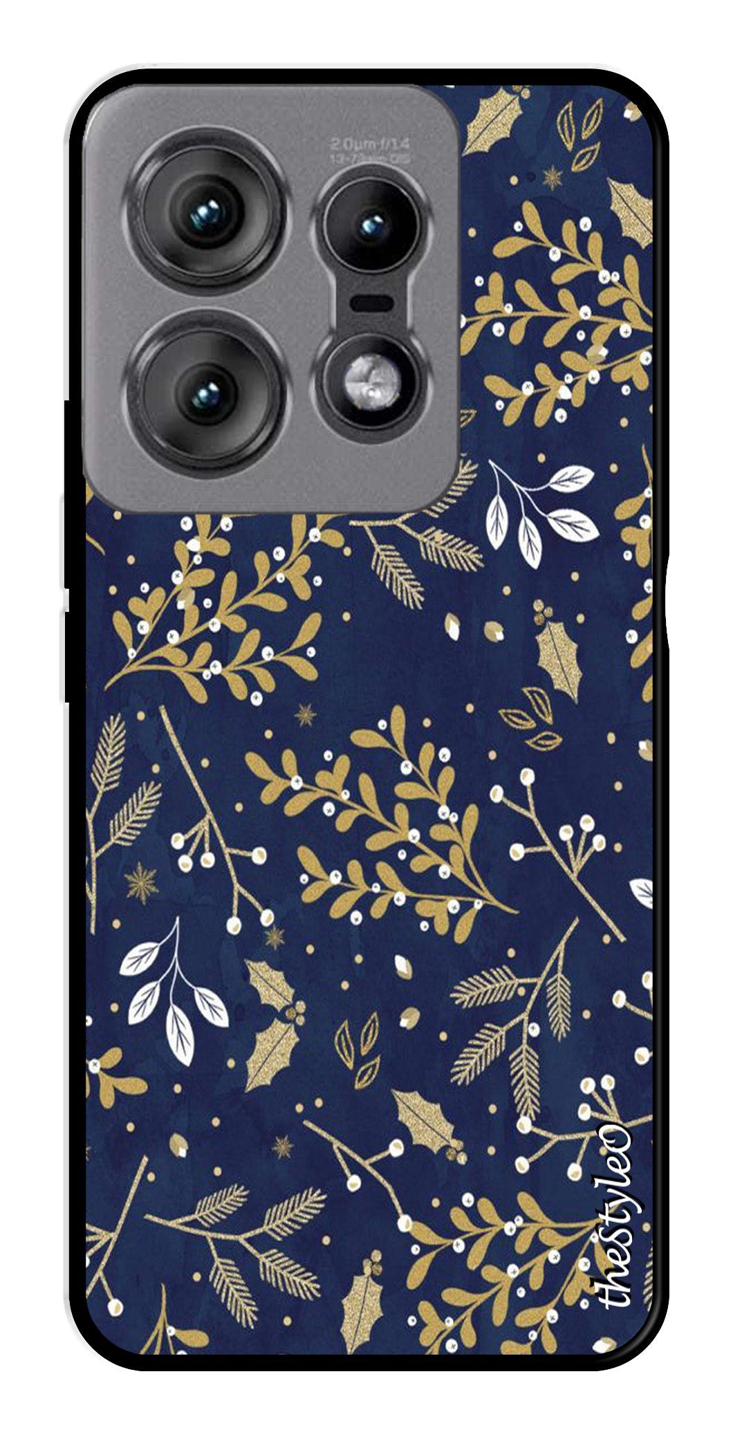 Leaves Design Metal Mobile Case for Moto Edge 50 Pro 5G (Design No -51)