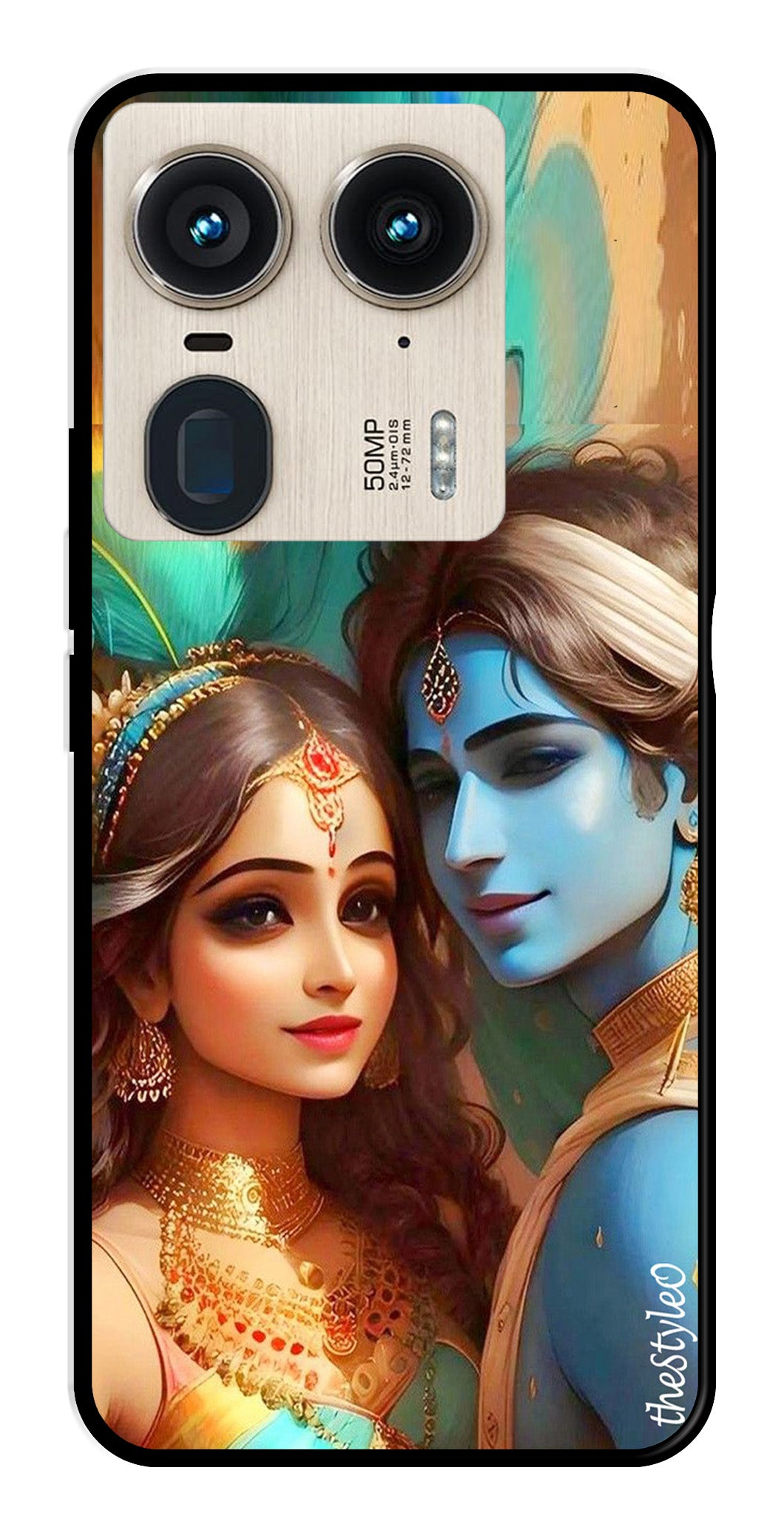 Lord Radha Krishna Metal Mobile Case for Moto Edge 50 Ultra 5G (Design No -01)